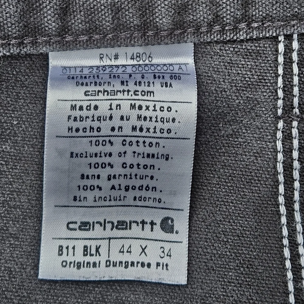 Carhartt Black Duck Canvas Carpenter Pants Original Dungaree Fit B11 BLK 44X34